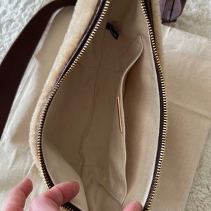 Loeffler Randall espresso/natural crossbody pouch